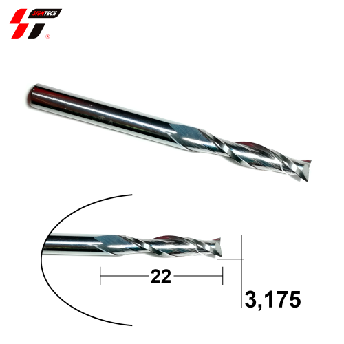 Фреза 2-х заходная (3,175*22)