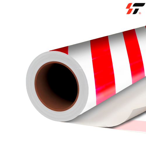 Светоотражающая пленка DIDAX 8017 красно-белая метражом 