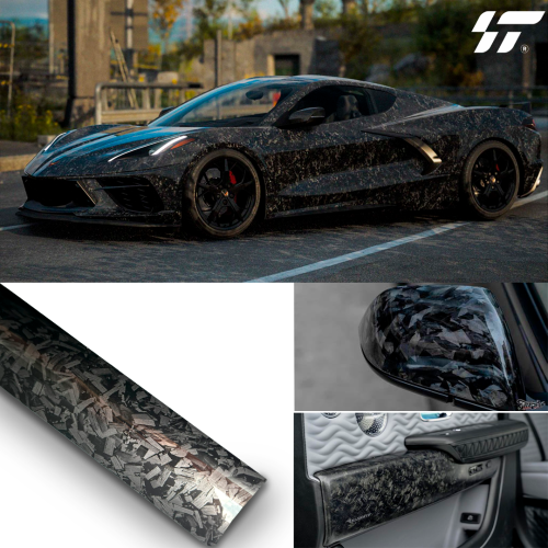 CF0005 Черный кованый углерод 1,52 метражом 