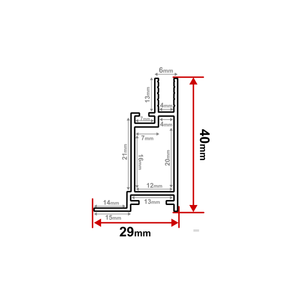 Профиль алюминиевый 4см для ткани 6м (КВ-04D) 